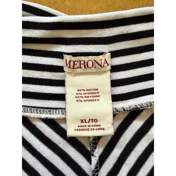 Merona Black White Stripe Maxi Skirt Boho Casual Travel XL TG Pull-On Skirt - Picture 3 of 8